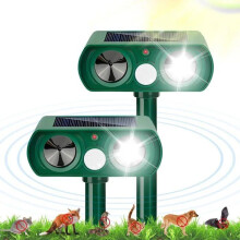 Repellente a ultrasuoni ad energia solare - ULISEM - Luce LED - Doppia funzione - Confezione da 2 - Respinge roditori, uccelli e serpen