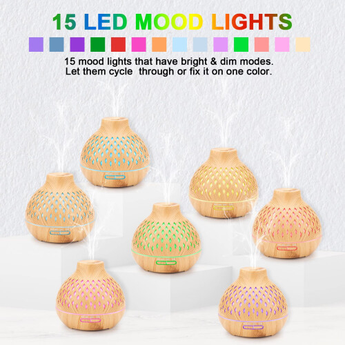 SPLITSKY 400ML Essential Oil Diffuser,Remote Control Aroma Diffuser with 6 Essential Oils Gift Set,Electric Scent Nebulizer Air Humidifier with 14 Co 1