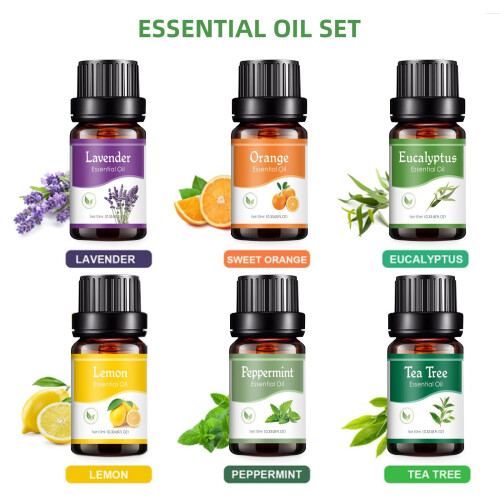 SPLITSKY 400ML Essential Oil Diffuser,Remote Control Aroma Diffuser with 6 Essential Oils Gift Set,Electric Scent Nebulizer Air Humidifier with 14 Co 2