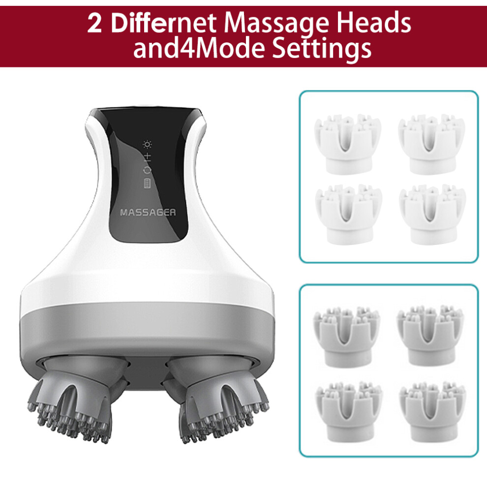 Stoyotu Infrared Electric Head Scalp Massager With 4 Kneading Massage Heads Deep Tissue Massager For Hair Growth Relaxtion And Cat Pet