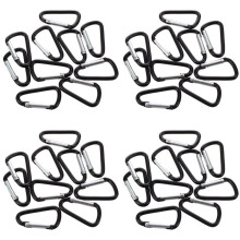 40 Pcs Black D Shaped Aluminum Alloy Snap Clip Key Chain Carabiner Hook