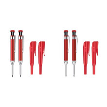 4pcs 2.8mm Metal Solid Carpenter Mechanical Pencil with Holder Deep Hole Mechanical Stand Pocket Clip Pencil Tool