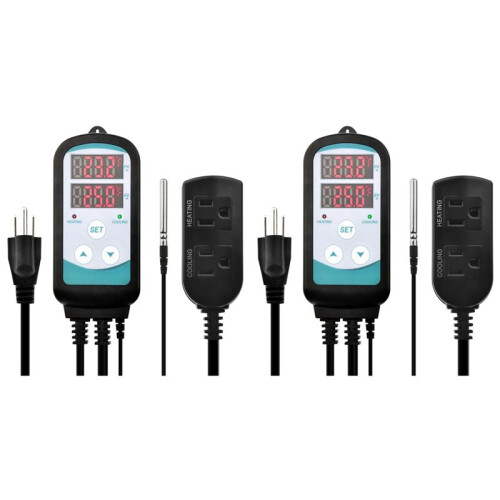 2X Digital Temperature Controller,Digital Temperature Controlled ,Greenhouse Heater with Thermostat US Plug 1