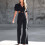 Macacão jeans feminino casual de pernas largas 2