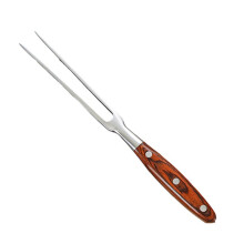 Stainless Steel Portable Outdoor BBQ Fork Barbecue Grill Tool Accessories with Wooden Handle Food Meat Fork A