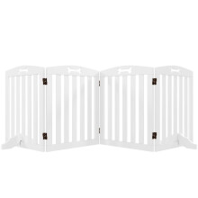 Freistehendes, faltbares Hundesicherheitsgitter, 4-teiliges Set, 207,5 x 61 cm, mit Füßen, Weiß