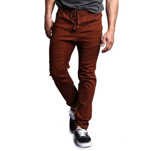 Men's drop crotch jogger twill pants dark wheat 5X-Large 2