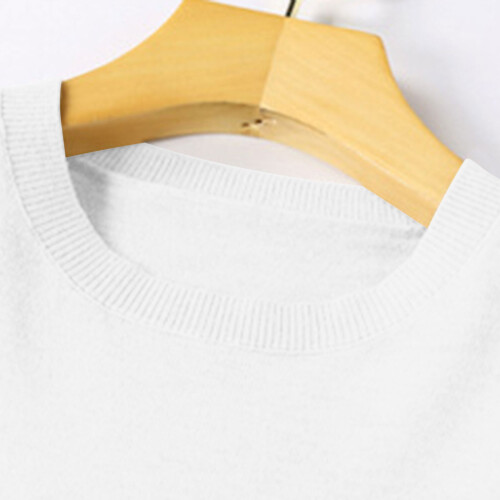 Women's Spring Ribbed-Cuff Knit Sweater White XL 2