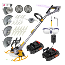 Cordless Grass Strimmer/Edger with 2x 2.0Ah Batteries & Fast Charger - 3-in-1 Trimmer, Edger & Brush Cutter, 5-Position Head, 90 Rotating