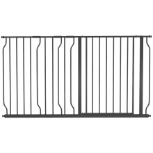 Cancelletto di sicurezza per cani con chiusura automatica, senza foratura, 75-145 cm, apertura a due vie, doppia serratura, nero.