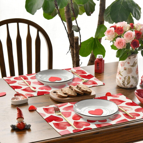 Rote Herz-Platzsets Valentinstag 45 x 28 cm 2