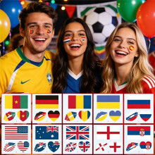 (Brazil) 2026 FIFA World Cup Flag Temporary Tattoo US Canada Mexico Soccer Game Sports Event Face Sticker 10pcs