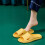 Pillow Slippers Unisex Cushioned Thick Sole Yellow Size 7 5
