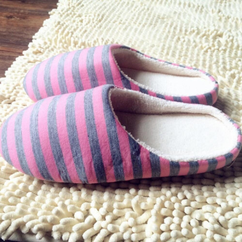 Pantofole da donna e da uomo in cotone, rosa, taglie 6-10