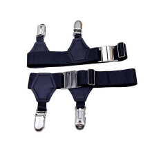 Coppia di bretelle da uomo con clip singola, nere, elastiche regolabili, per calze eleganti, confezione da 2
