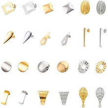 12 Shapes Stud Earrings, 48 Pieces, Hypoallergenic Stainless Steel Earring Components, 2 Colors Metal Ear Studs for Wome