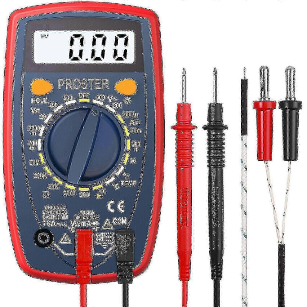1999 Count Lcd Digital Multimeter With Test Leads, Backlight, Diode Test, Multi-Function Tester 6485316053133