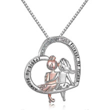 Herzförmige Halskette aus Sterlingsilber für Damen, verstellbar, Freundschaftsschmuck, Geschenk von der Schwester