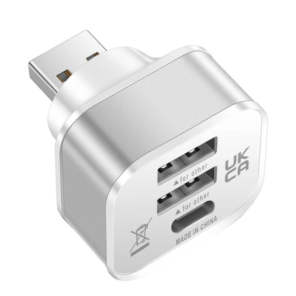 Usb Splitter 3 Port Quick Charging Expander For Car, Usb Extender For Phones, Tablets And Laptops, Silver 9172985184967