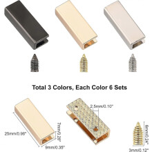 18 Sets Metal Belt Tip End Caps with Screws, 0.98 Inch Wide Decorative Buckles for Purse Webbing, Leather Handle Strap E