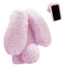 Niedliche, flauschige Handyhülle aus Hasenfell, kompatibel mit Tecno Camon 19 Neo, weiche Schutzhülle für Mädchen, luxuriös in Pink