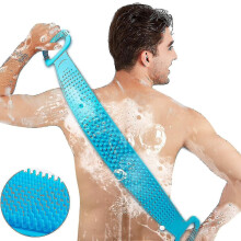 Rückenbürste mit langem Griff aus Silikon, Körperpeeling-Massagebürste, 76 cm Duschbürste für Bad und Peeling