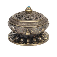 Bronze Alloy Incense Burner Holder for Tea Room and Table Decoration, Nepal Style Sandalwood Aroma Decor