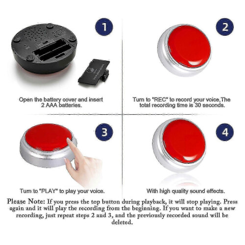 30 Second Recordable Talking Button with Custom Voice Playback and Reusable Recording Function 2