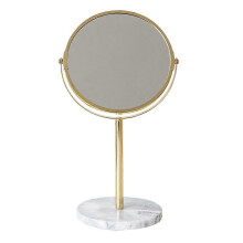 1 Pc Desktop Makeup Mirror with Marble Design, Cosmetic Table Mirror for Girls, Gold Frame