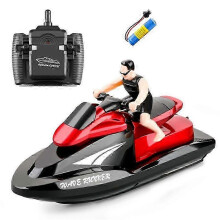 Vodný skúter na diaľkové ovládanie do bazéna a jazera, nabíjateľný 2,4 GHz, 20 km/h, červený, vodotesný, 1 batéria