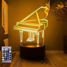 3D-pianoyövalo, 16 väriä vaihtava pöytäkoriste, akryylilevy ABS-jalustalla, USB-käyttöinen syntymäpäivälahja