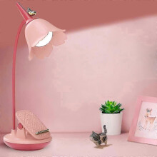 Lampe de bureau rose à pince, petite lampe LED rechargeable avec col de cygne ajustable, lumière à intensité variable pour chambre d'en
