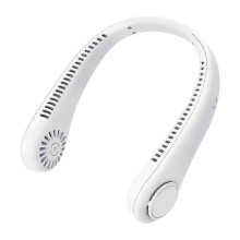 Draagbare, oplaadbare nekventilator met instelbare snelheid, voor persoonlijke verkoeling tijdens buitenactiviteiten, wit