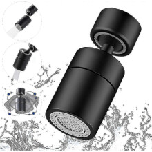 Kraanbeluchter, 360 graden draaibaar, 2 standen instelbare waterfilterbeluchter, 22 mm binnendraad, zwart, voor keuken en