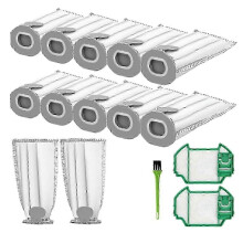 Juego de bolsas para aspiradora con 10 bolsas de filtro y 2 filtros HEPA, recolección de polvo de alta eficiencia para la limpieza del