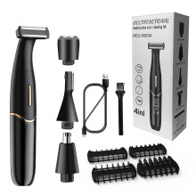 Rasoio elettrico ricaricabile impermeabile 4 in 1 per uomo e donna con display LCD e tagliacapelli.
