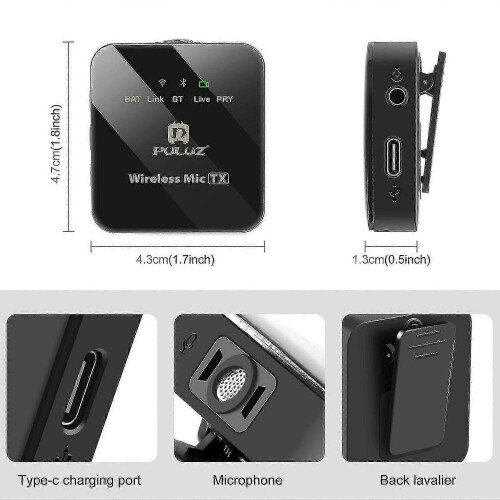 Microfono lavalier wireless per iPhone e iPad, ricevitore a 8 pin, doppio microfono, nero, audio nitido. 2