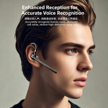 Auricolari stereo wireless Bluetooth 5.4 con gancio auricolare, controllo vocale, leggeri e comodi, con funzione vivavoce.