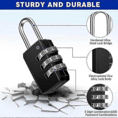 50 Piece Small 3 Digit Combination Padlocks Compact Security Locks for Luggage Locker Suitcase Travel Use 2