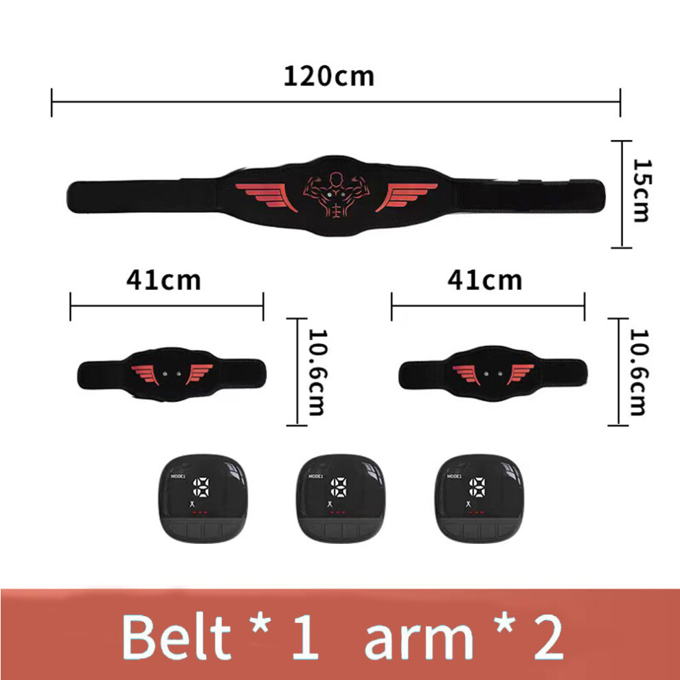 Stoyotu (1 Waist 2 Arms) Ems Muscle Stimulator Abdominal Trainer Abs Toner Arm Belly Leg Exercise Workout Lose Weight Fat Burn Home Gym Fitness Equipment