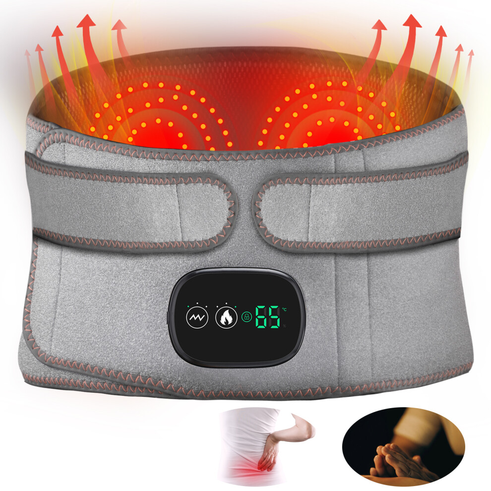 Electric Heating Pad, Cordless Heated Waist Belt, 5000mAh Battery, 3 Heating Levels & 3 Massage Modes, Lumbar Support for Back Pain Relief-image-OPC-PVSF2Q7-NEW