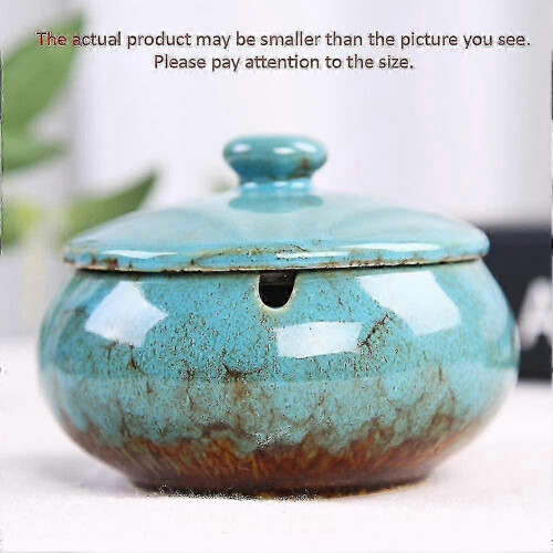 Ceramic Smoking Ashtray with Lid for Home and Office Use, Windproof Tabletop Tray 1