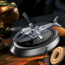(Grey) Car Fragrance Helicopter Car Air Freshener ornaments Decor Solar Rotating Aroma Diffuser for Office