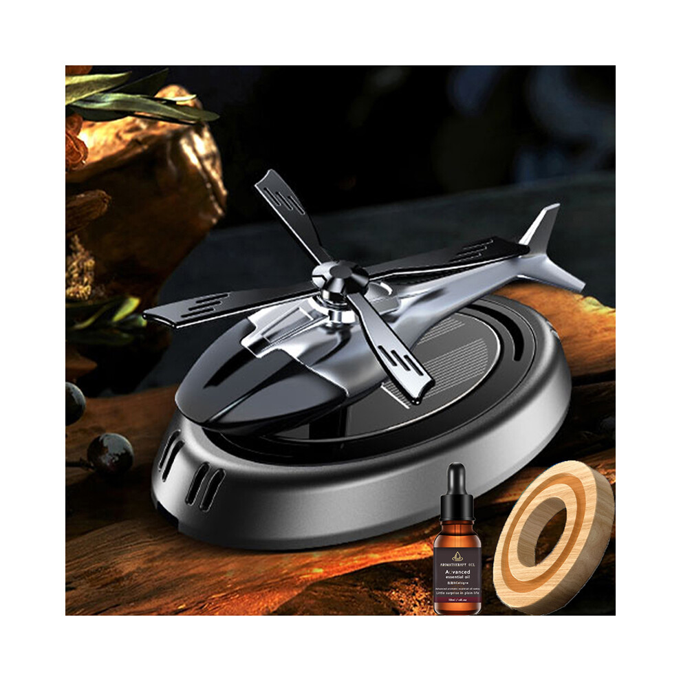 (Grey) Car Fragrance Helicopter Car Air Freshener Ornaments Decor Solar Rotating Aroma Diffuser For Office Grey 7028997487683