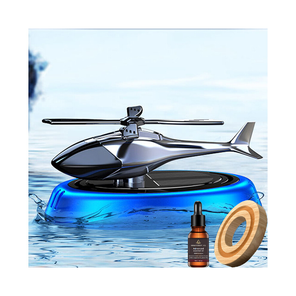 (Blue) Car Fragrance Helicopter Car Air Freshener Ornaments Decor Solar Rotating Aroma Diffuser For Office Blue 7028997487676
