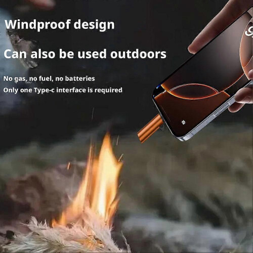 USB C Mini Windproof Butane Lighter Igniter Accessory, Portable Replacement Wire for Mobile Phones 2