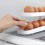 Egg Holder for Fridge, Automatic Rolling Egg Storage Organizer Holds 12 to 14 Eggs, Clear Plastic 3