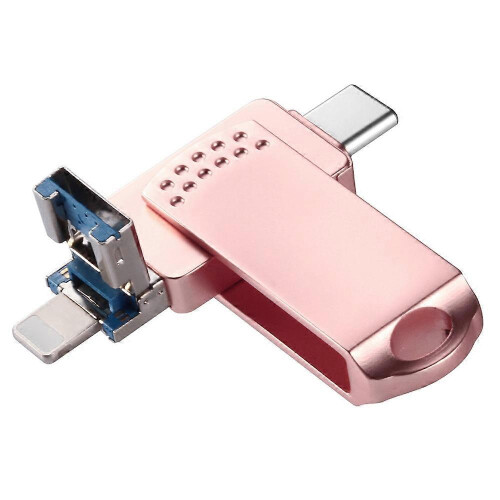 Περιστρεφόμενη μονάδα flash USB 256GB, μονάδα USB 3.0 τύπου C Lightning 3 σε 1 για τηλέφωνα, 1