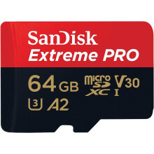 SanDisk Extreme Pro MicroSD 64GB V30 A2 R200/W90 with Adapter
