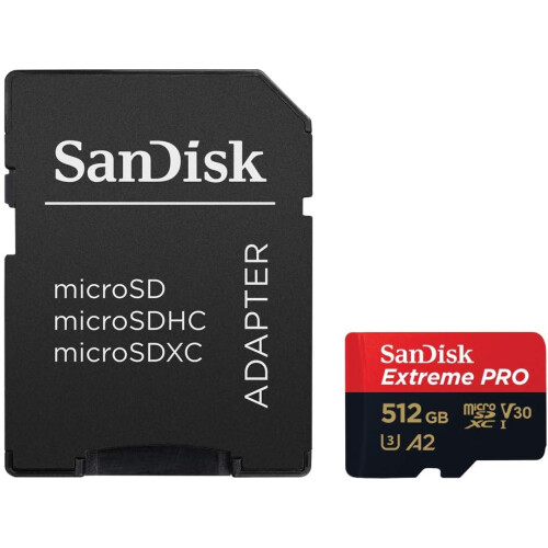 SanDisk SanDisk Extreme Pro MicroSD 512GB V30 A2 R200/W90 with Adapter 2